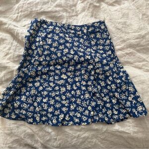 Sezane Navy Blue Floral Skater Skirt